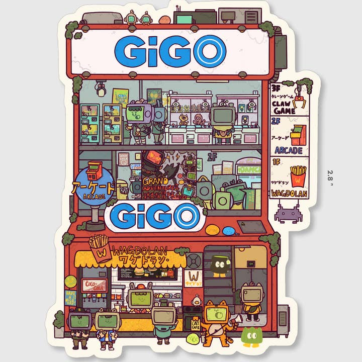 Gigo Arcade Vinyl Sticker for wholesale by sushiboiiiyy