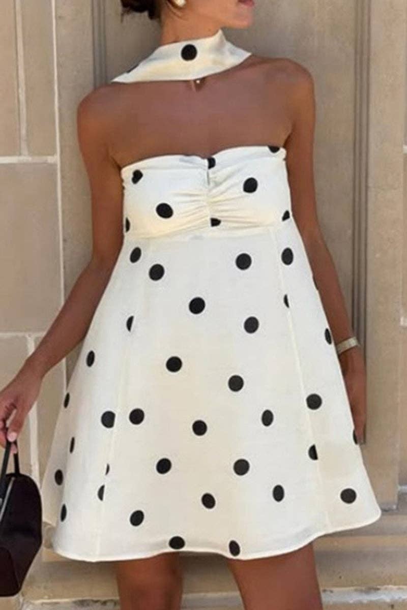 BRANCO Vestido Swing de Bolinhas para venda a revendedores na Faire