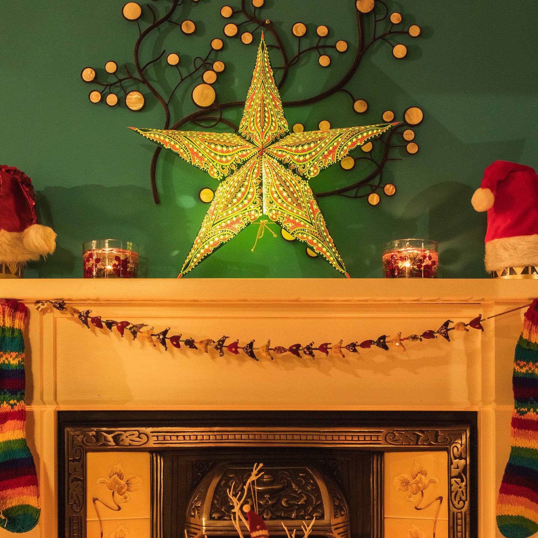 verde Farol de papel estrella verde Fantasia Tropic de venta al por mayor en Faire4