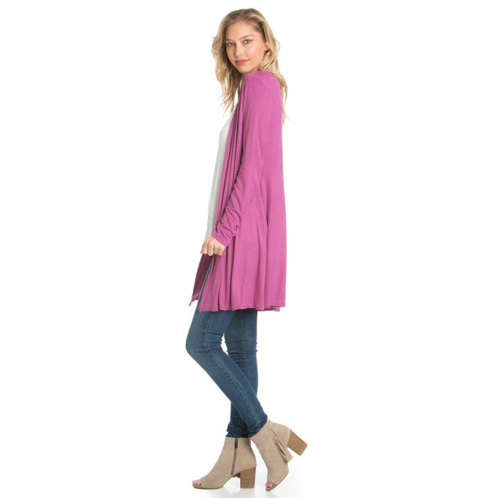 Azules Clothing - Wholesale Cardigan - Women's - Long Sleeve Open Front Draped Cardigan