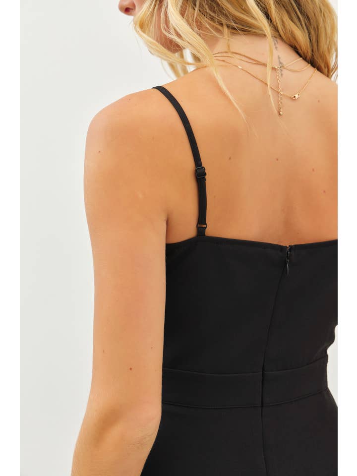 idem ditto - Wholesale Dress - Women's - FIT AND FLARE CONTRAST SHIRRING BUST PLEATED MINI DRESS