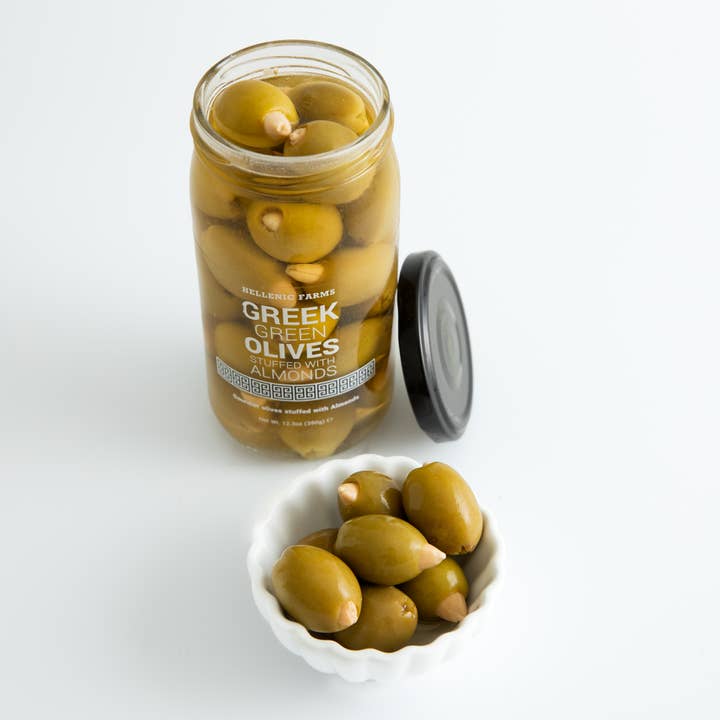 Hellenic Farms - Wholesale Olives - Hellenic Farms Greek Green Olives Stuffed w/ Almonds