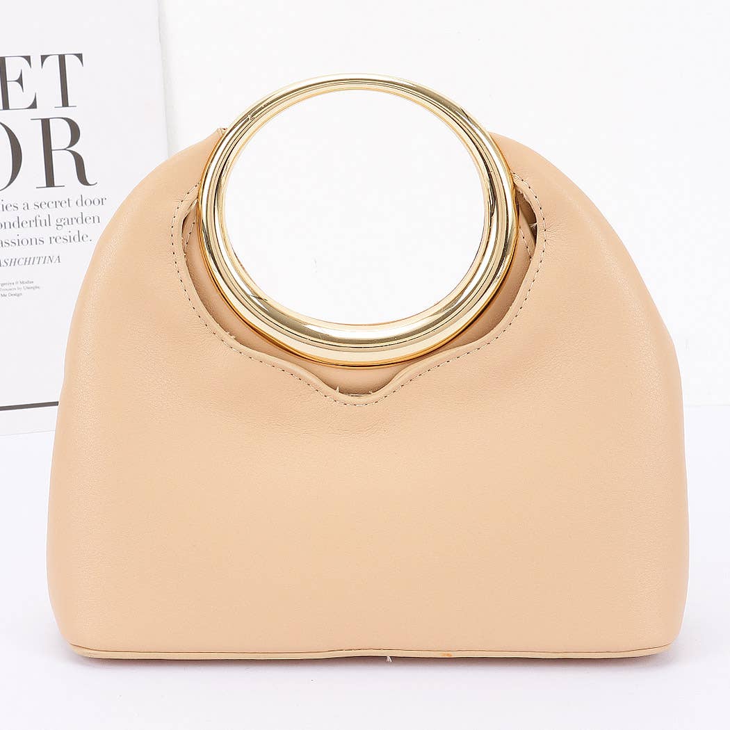 3AM BY H&D ACCESSORIES – Großhandel Henkeltasche – Damen – Faux-Leder-Tasche mit rundem Metallgriff1