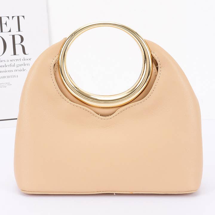 3AM BY H&D ACCESSORIES – Großhandel Henkeltasche – Damen – Faux-Leder-Tasche mit rundem Metallgriff1