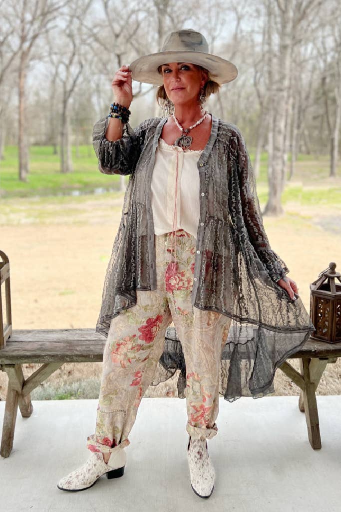 Jaded Gypsy – wholesale Tunika - Dam – Garden Bliss High-Lo Topp - Vintage Svart