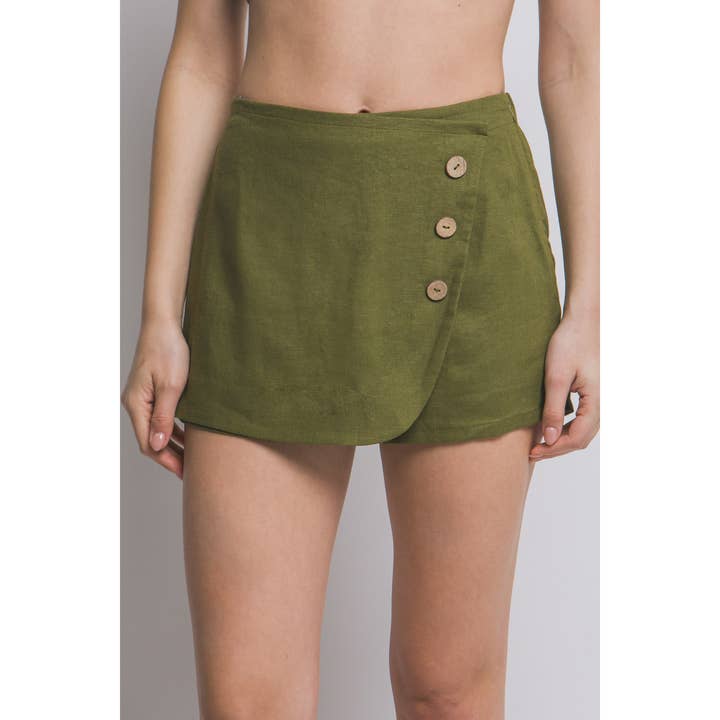 ITSSY - Venta al por mayor Falda pantalón - Mujer - Minifalda de lino con botones laterales12