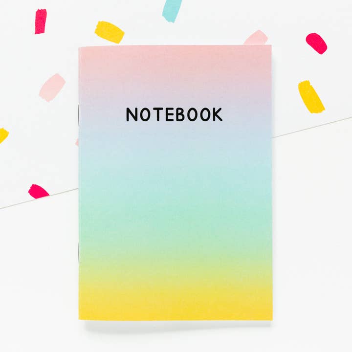 Rainbow Ombre Plain A6 Notebook - Fun Recycled Stationery for wholesale by Jeff and the Squirrel