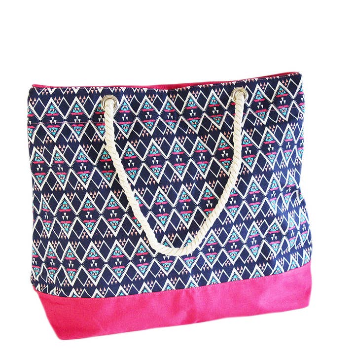 Rosa och marinblå Rio Beach Bag för wholesale av Pink Lemon