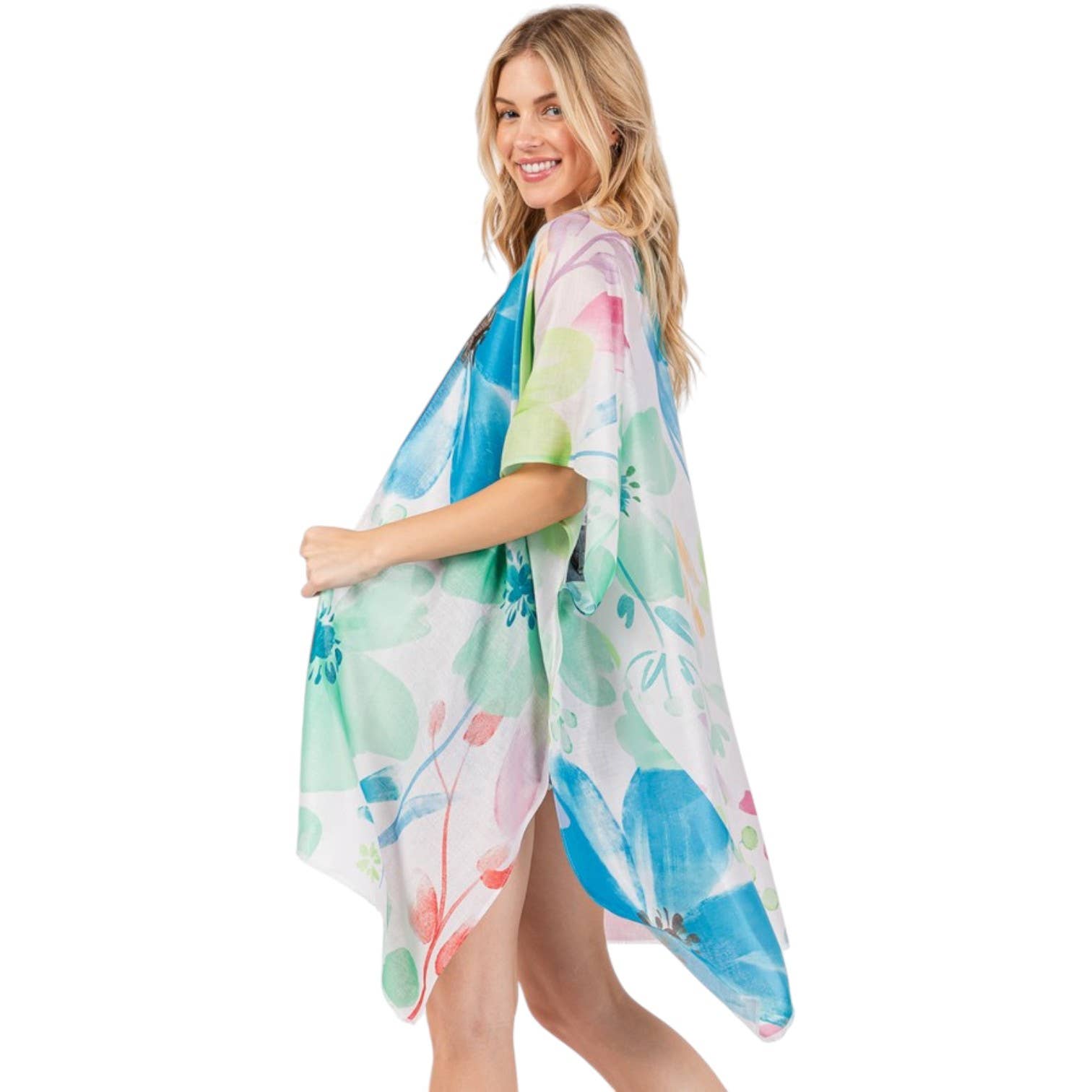 Artini Accessories - Vente Kimono – femme - Kimono léger à imprimé floral aquarelle4