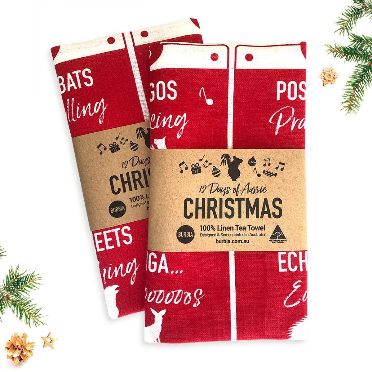 Burbia – Toalha de chá por atacado – Toalha de Chá de Natal 12 Dias de Aussie1