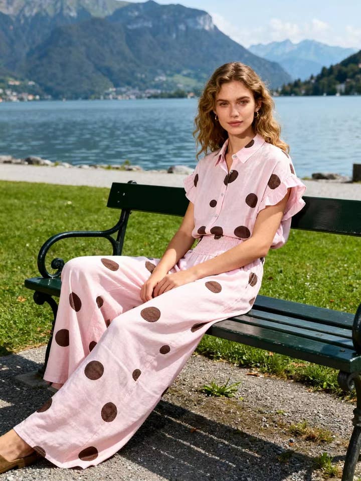 Rundtryckt linneskjorta REF. 57240 för wholesale av LÉA & LUC