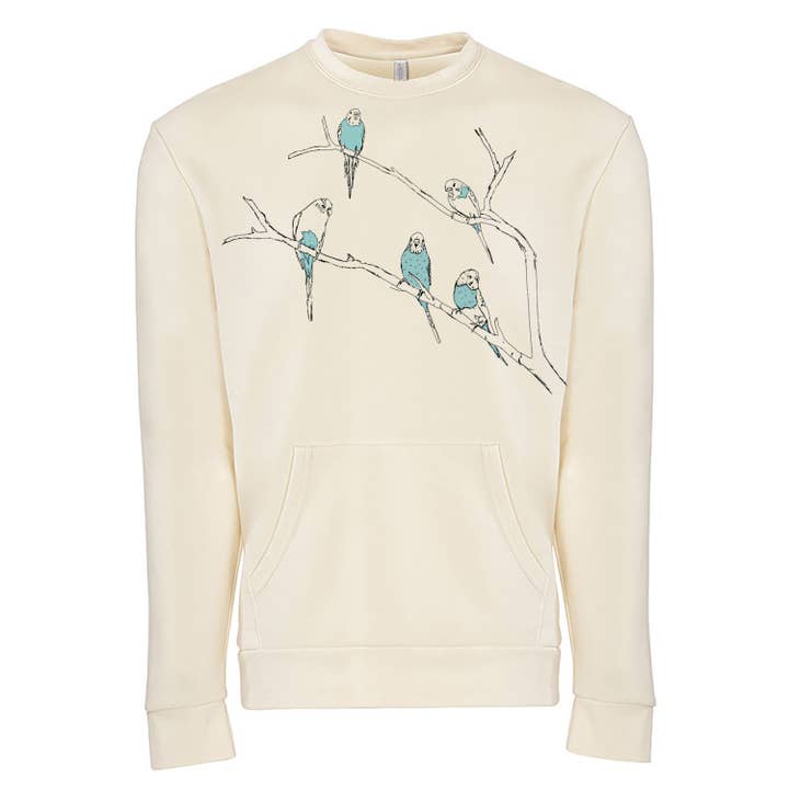 Parakitter Unisex Pullover Kængurulomme Fugle Skærmprint for engroshandel hos Megan Lee Designs