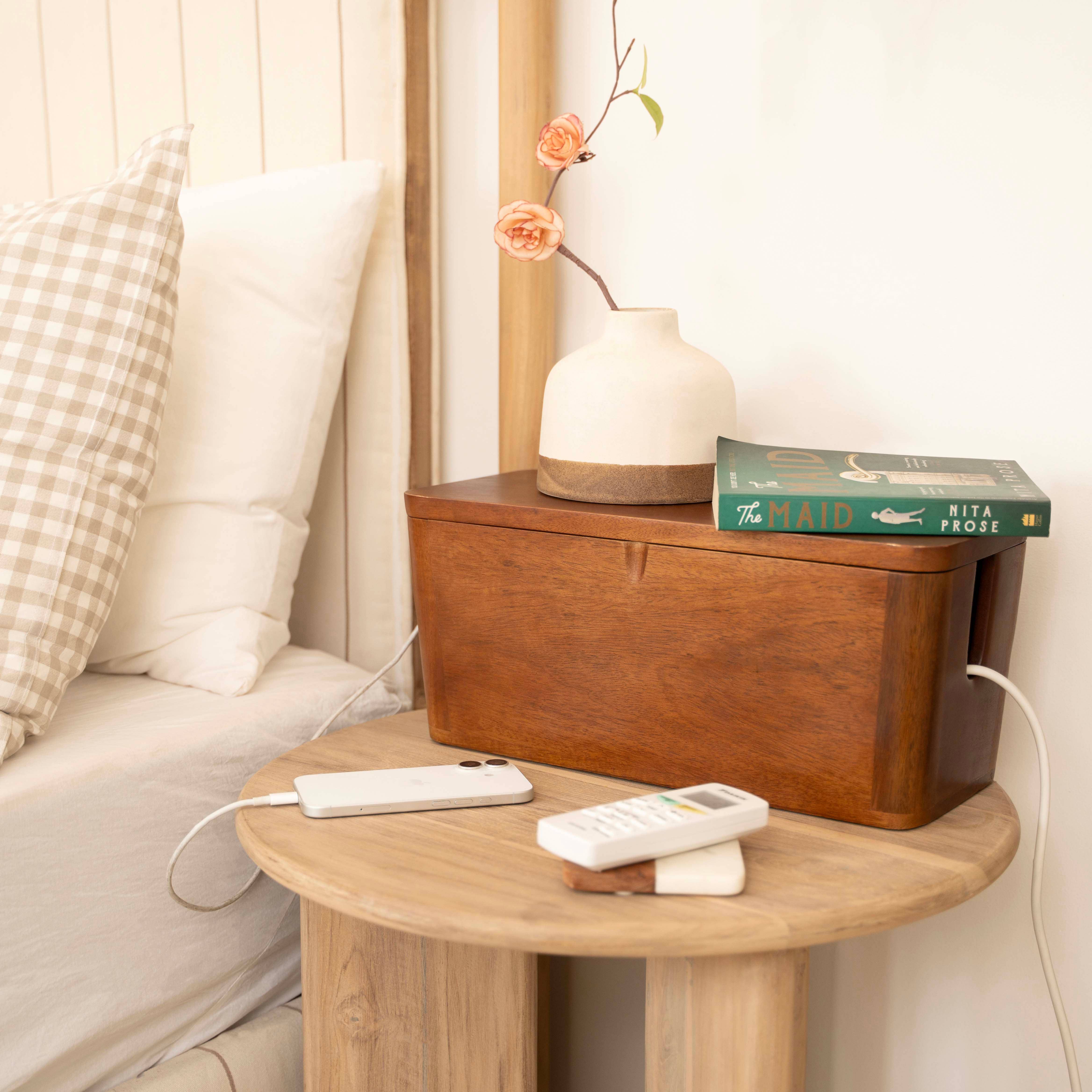 LuxeDesigns Co LLC - Wholesale Desk Organizer - Extra Large Cable Management Box – Handmade Acacia Wood Cord Organizer & Power Strip Cover7