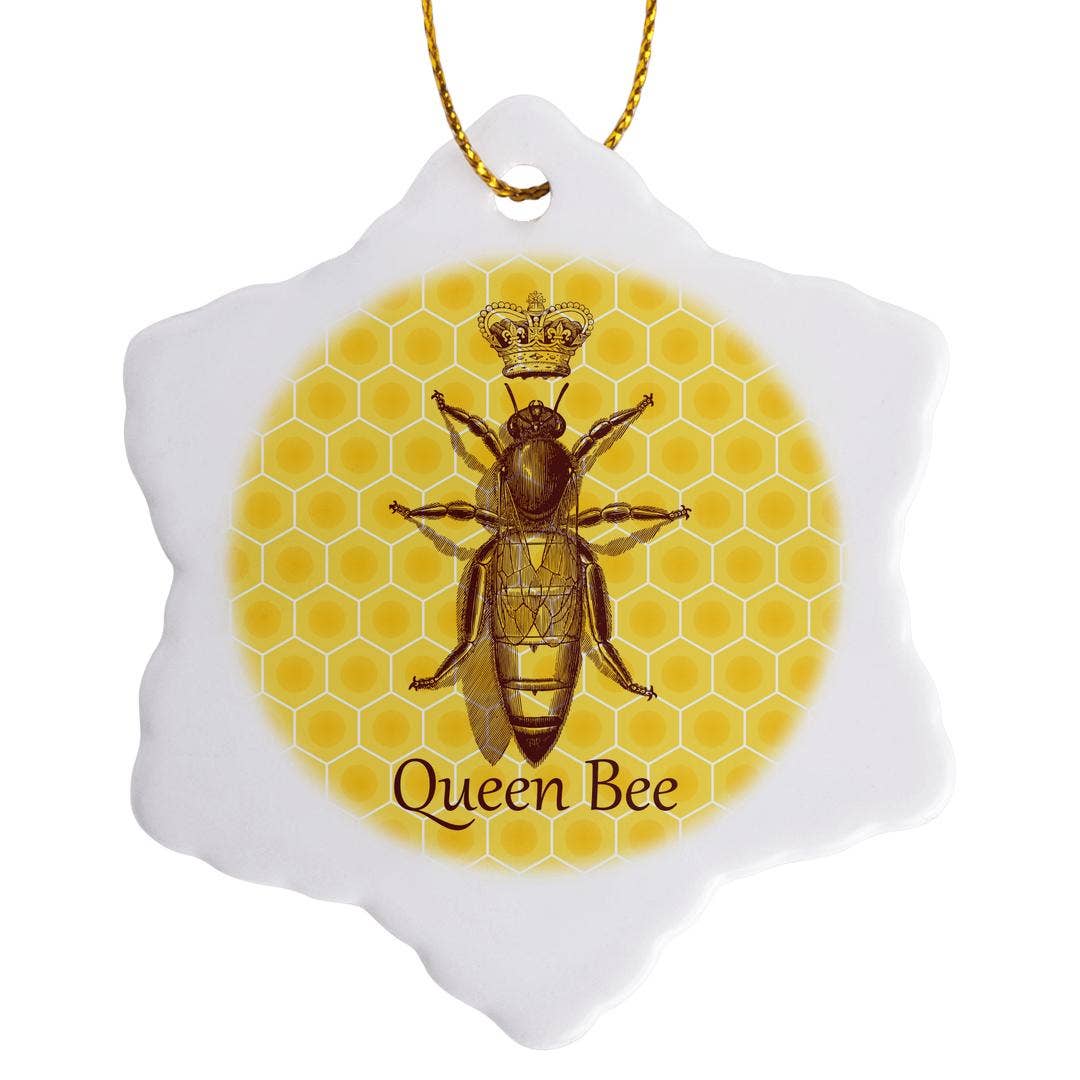 3dRose - Wholesale Ornament - 3dRose, Stately Queen Bee with Royal Crown over Yellow Honeycomb, Ornament7
