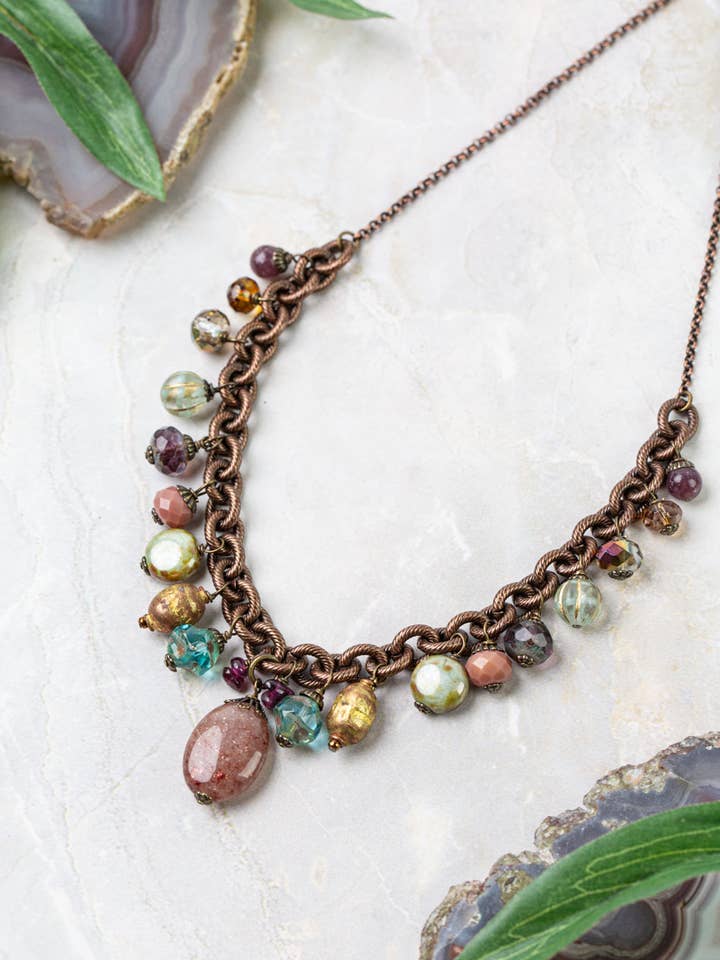 Mauve Mix 17-19" Druzy, Agate, Czech Glass, Garnet, Lepidoli for wholesale by Anne Vaughan Designs Jewelry