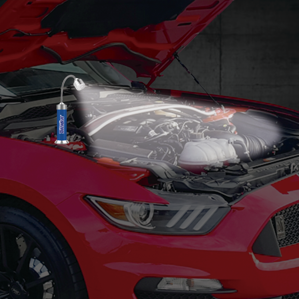 Novelty Brands - Wholesale Handheld Flashlight - Torch Blue Magnetic Grill Silver LED Flashlight - 6/Display3