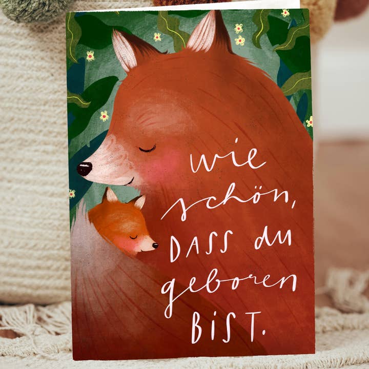 franzizo nachhaltige papeterie - Wholesale Baby Card - folding card” Wie schön “with envelope