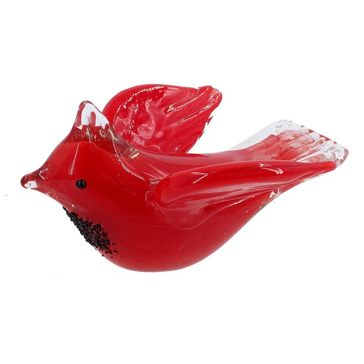 5.5" Red Glass Cardinal Figurine / Paper Weight - 430 g for wholesale by CB Home Collection