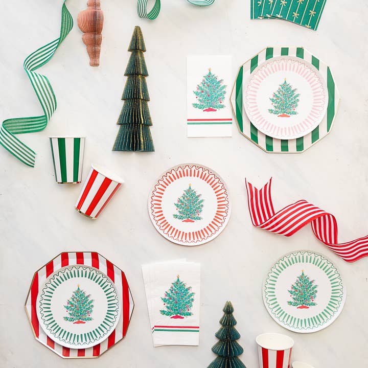 Bonjour Fête - Wholesale Disposable Cup - CHERRY RED CABANA STRIPE CUPS