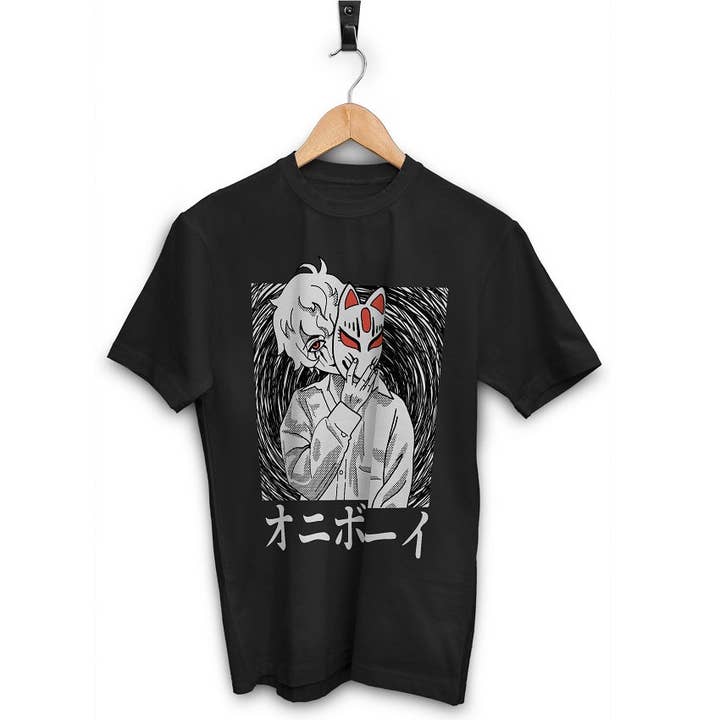 Oni T-shirt voor jongens met kitsune-masker, uniseks voor wholesale door Upperground Tense