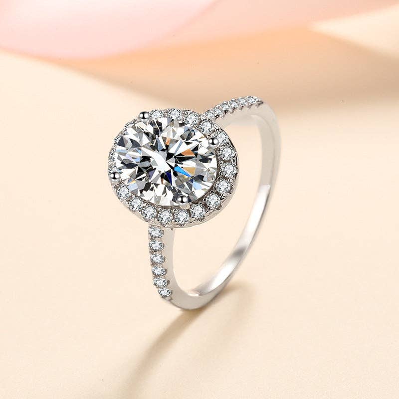 Perimade & Co. LLC - Wholesale Engagement Ring - Oval Moissanite Halo Engagement Ring in 925 Sterling Silver4