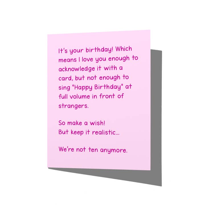 Not Ten Anymore Funny Birthday Greeting Card for wholesale by La Folie Press