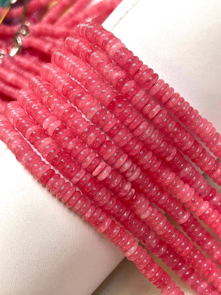 TRIVENI USA INC - Wholesale Beads - 6mm Cherry Quartz Gemstone Heishi Tire Beads Strands 5