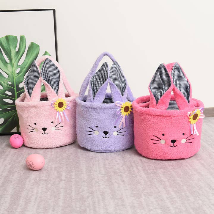 Plush Easter Bunny Tote Bags Cute Rabbit Easter basket for wholesale by Little Trendy