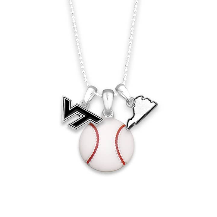 From The Heart - Wholesale Pendant/Charm Necklace - Virginia Tech Hokies Baseball Focus Necklace