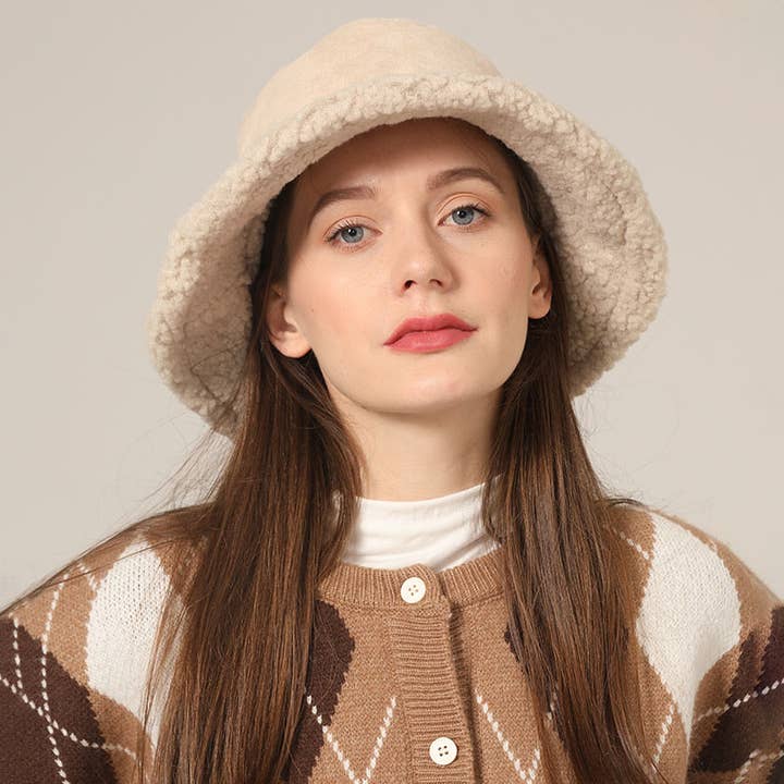 Crave by FW - Wholesale Bucket Hat - Women's - Winter Bucket Hat Trendy Fleece Warm Fisherman Cap