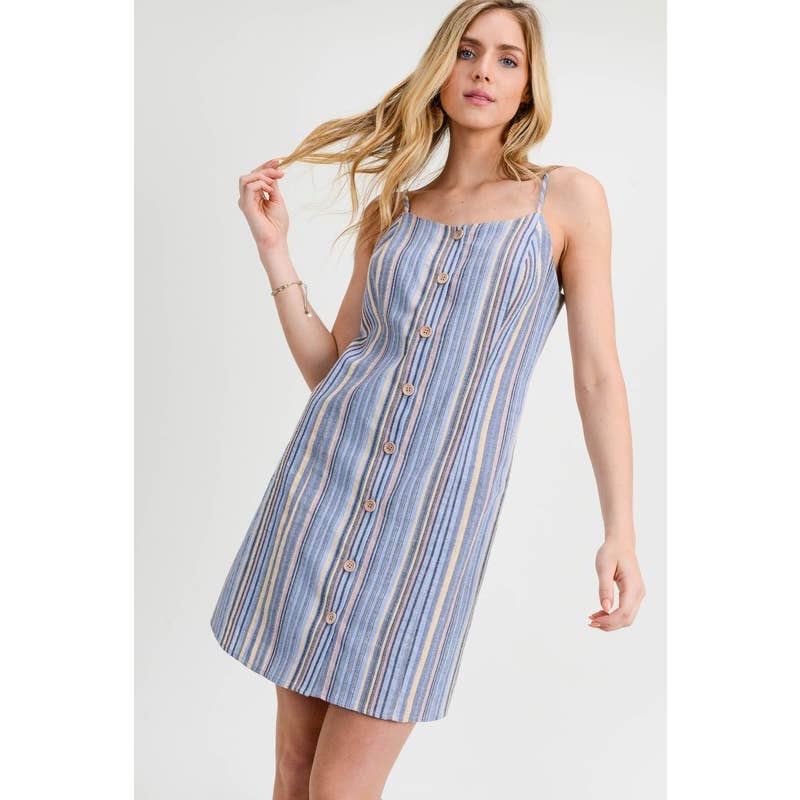 Button Down Dress W Bow Straps & Cross Lace Back - 25049D for wholesale by Doe and Rae