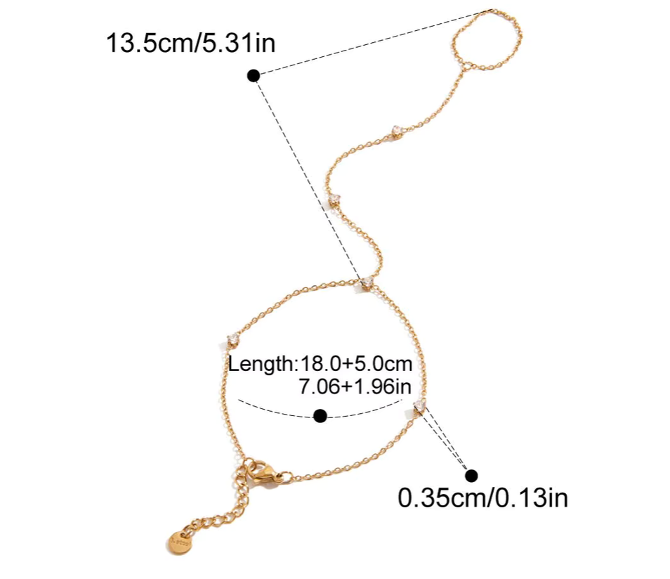 Yellow Gold 3-Hand Chain Steel, Ring and Bracelet Crystal Chain  for wholesale on Faire2