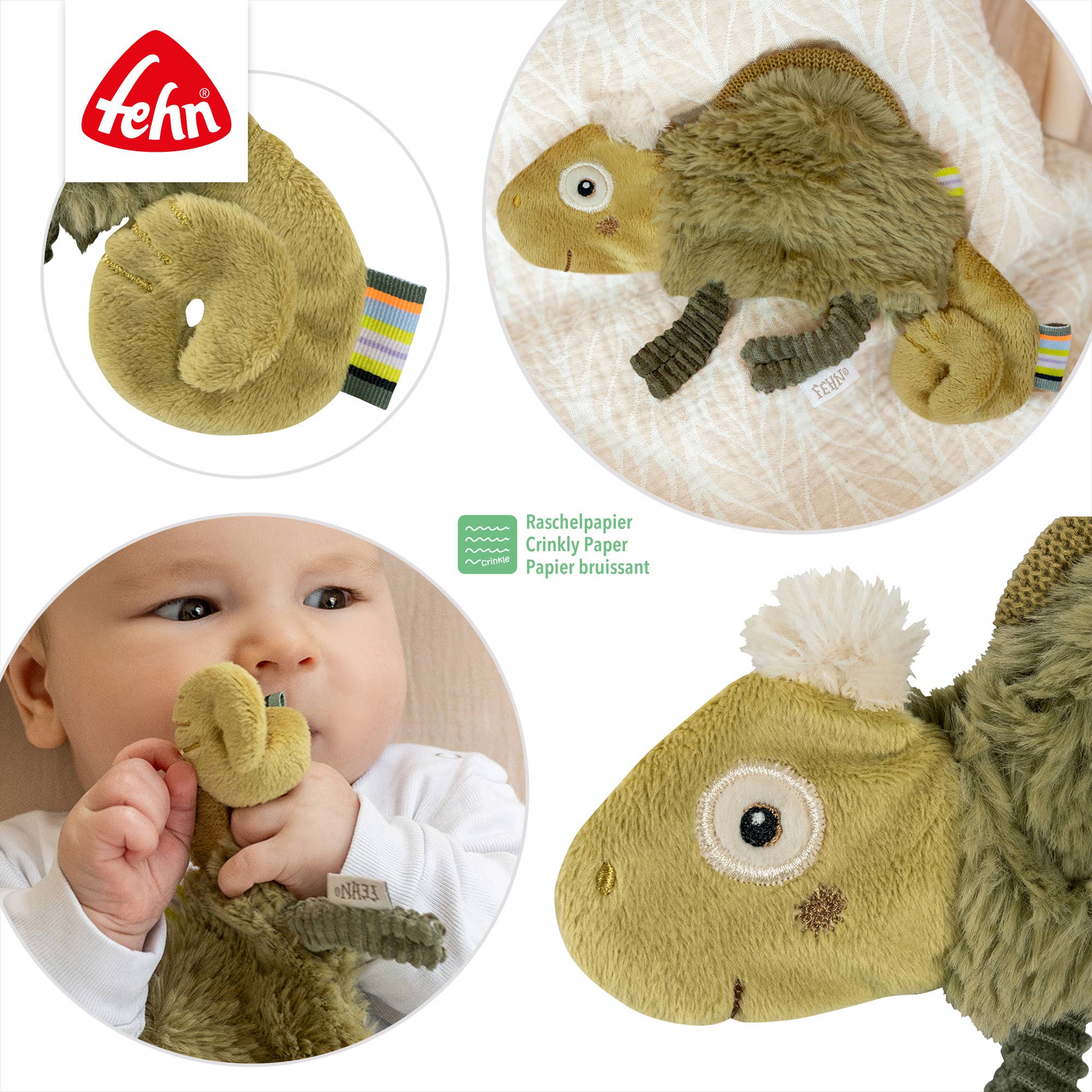 Fehn - Wholesale Stuffed/Plush Toy - Kids & Baby - Crinkle Chameleon - Activity Rustling Toy3