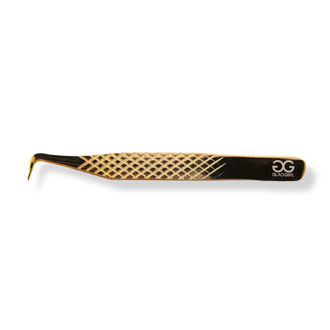 GladGirl - Wholesale Tweezers - Titanium Gold Diamond Grip Tweezers for Volume Lashes2