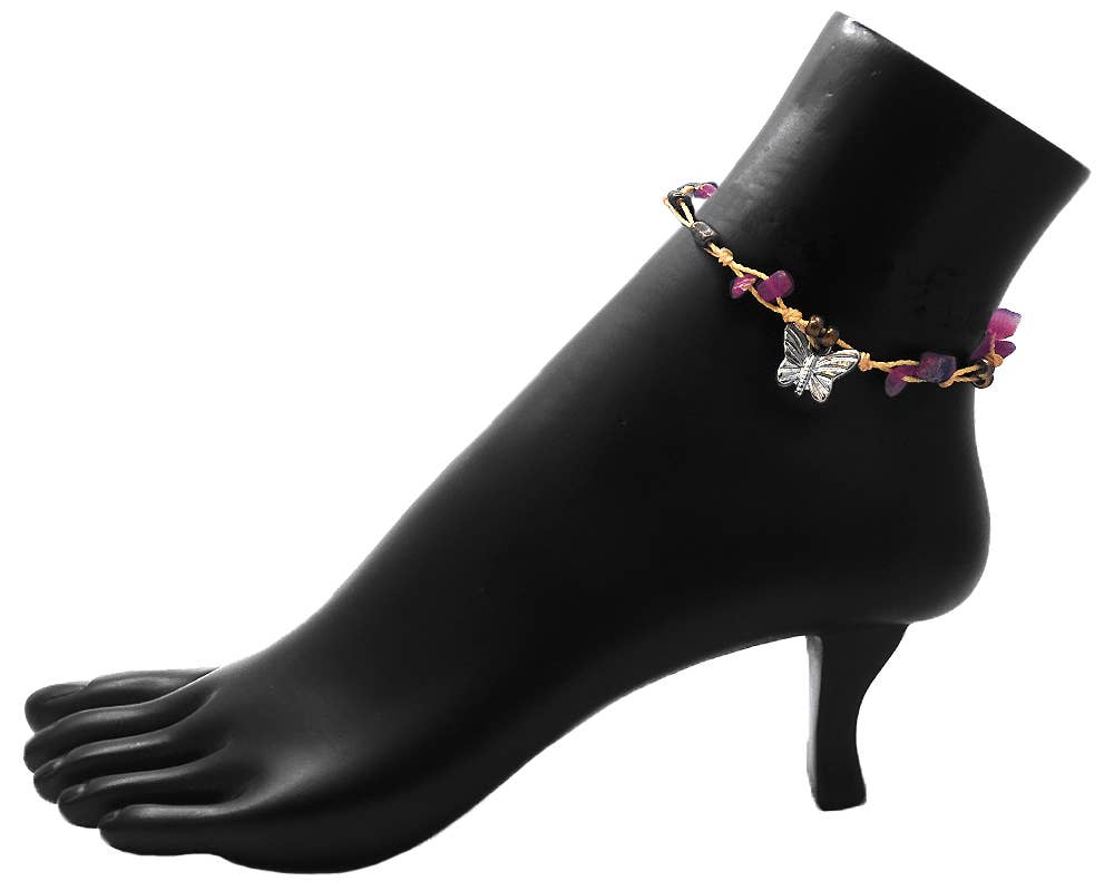 Pichincha - Vente Bracelets de cheville - Bracelet de cheville à nouer en macramé à breloques en métal9