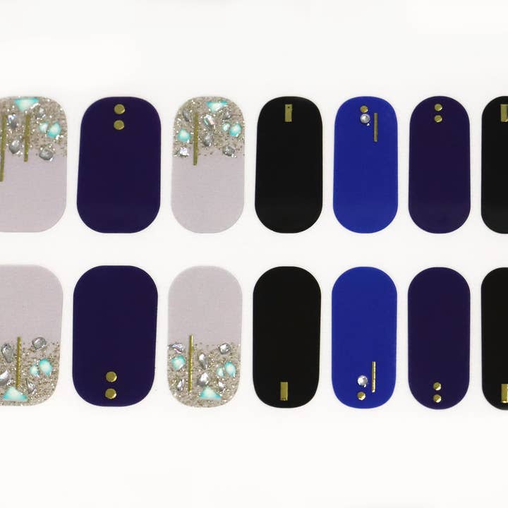 ClebleNails - Wholesale Nail Art/Decal - Black Nail Wraps / Navy Blue Nail Polish Strips / Gold Glitter 3D Nail Stickers / Kpop Korean Nail Wraps / Women Nail Wraps Free Shipping US