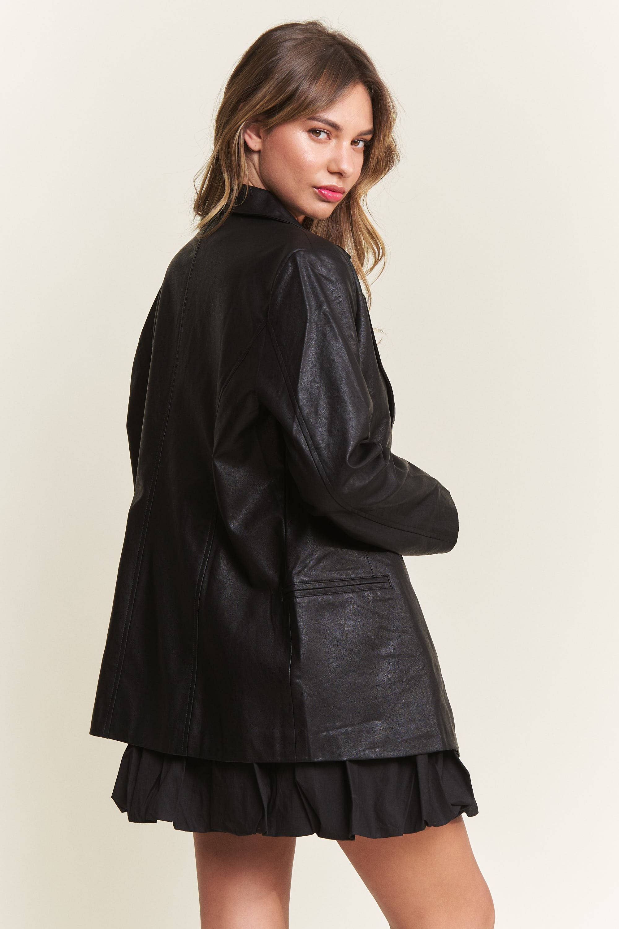 In The Beginning - Wholesale Jacket - Women's - Dark Brown Faux Leather Jacket 14