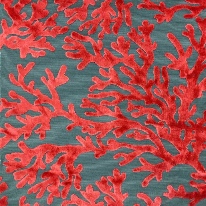 Top Fabric – wholesale Fabric – St. Tropez - Scuba, Coral Pattern Burnout Velvet Upholstery Fabric by the yard.