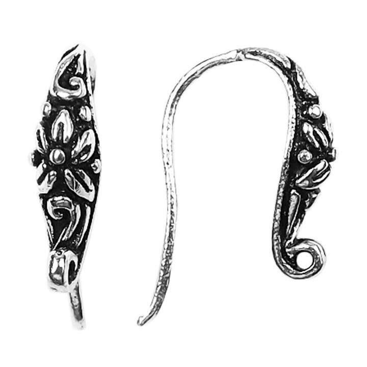 FSF-214 Silver Overlay Floral Earwire Wholesale – Handcrafted Vintage Jewelry Finding from India for wholesale by Bali Designs