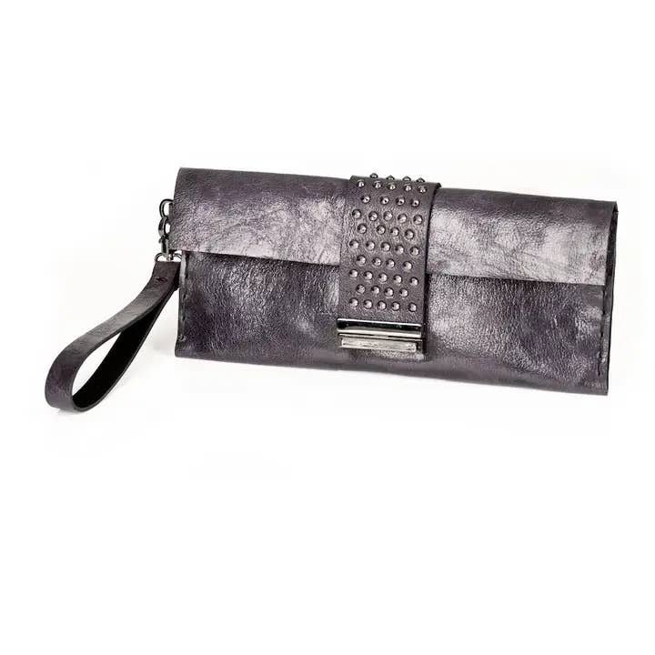 Carteira Envelope de Couro com Alça de Estudo em Carvão por atacado de The Dark