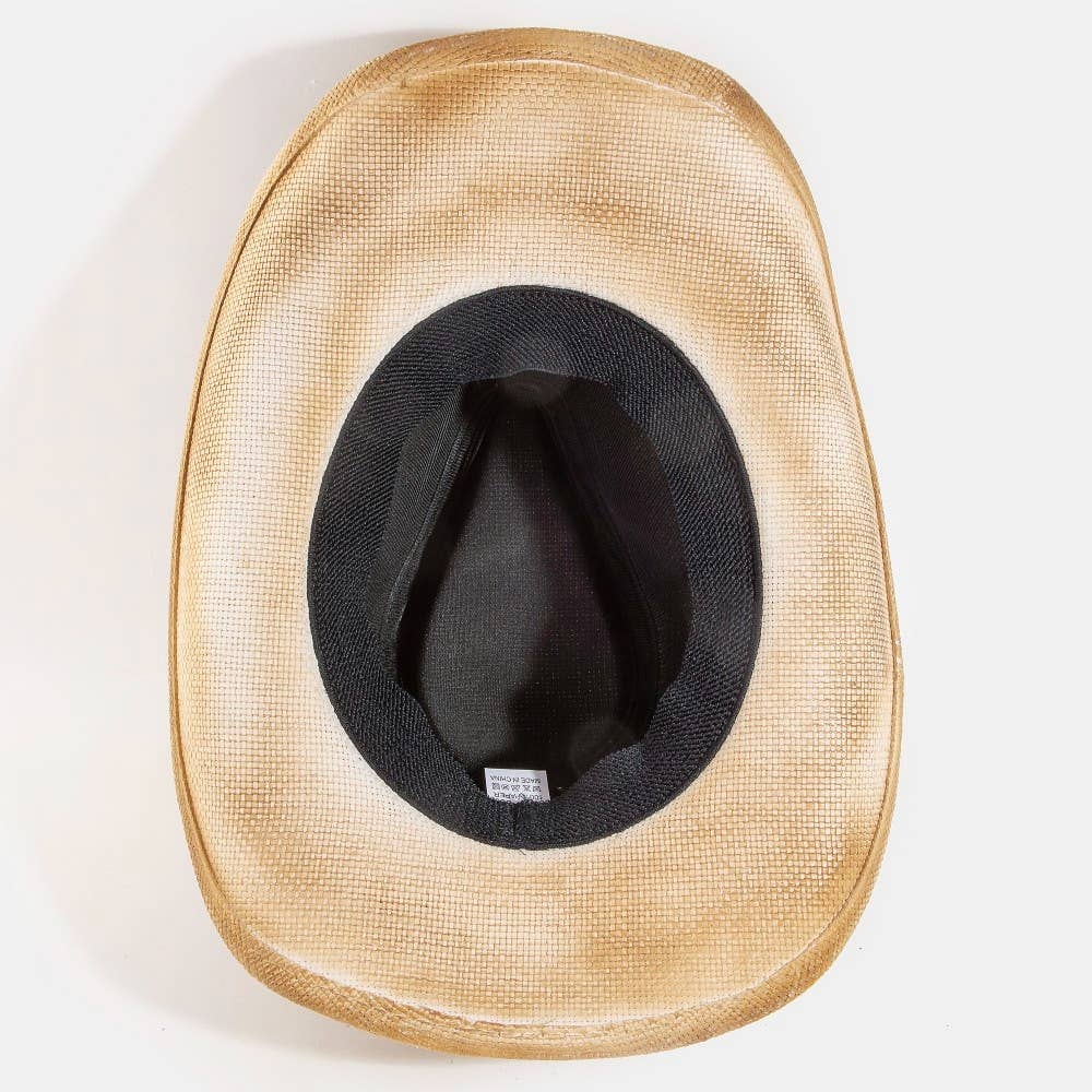 Collections by Fame Accessories – Engroshandel Cowboyhat - Dame – Vestlig turkis stenrem stråcowboyhat4