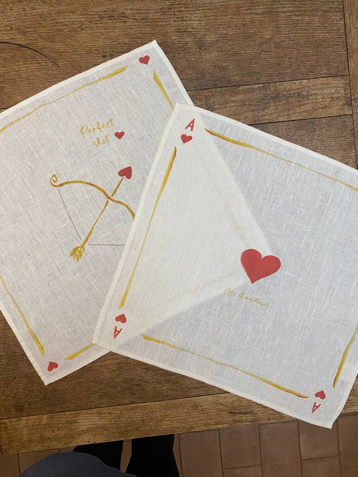 Ace of my Heart / Perfect Shot - Set of Two Linen Napkins for wholesale by Dinette