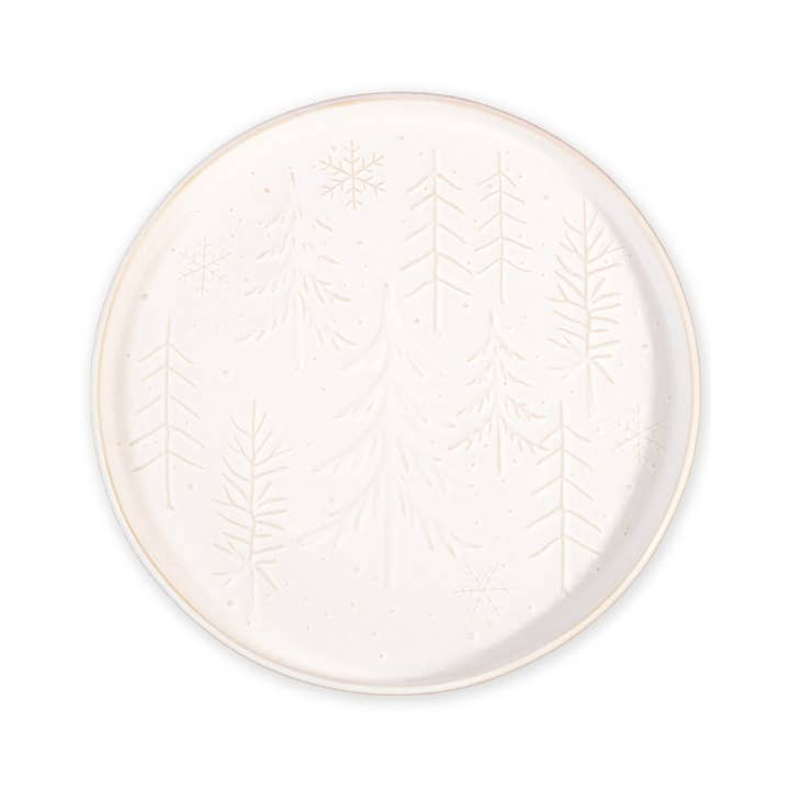 Winter Fir Platter Antique White 14" for wholesale by The Royal Standard