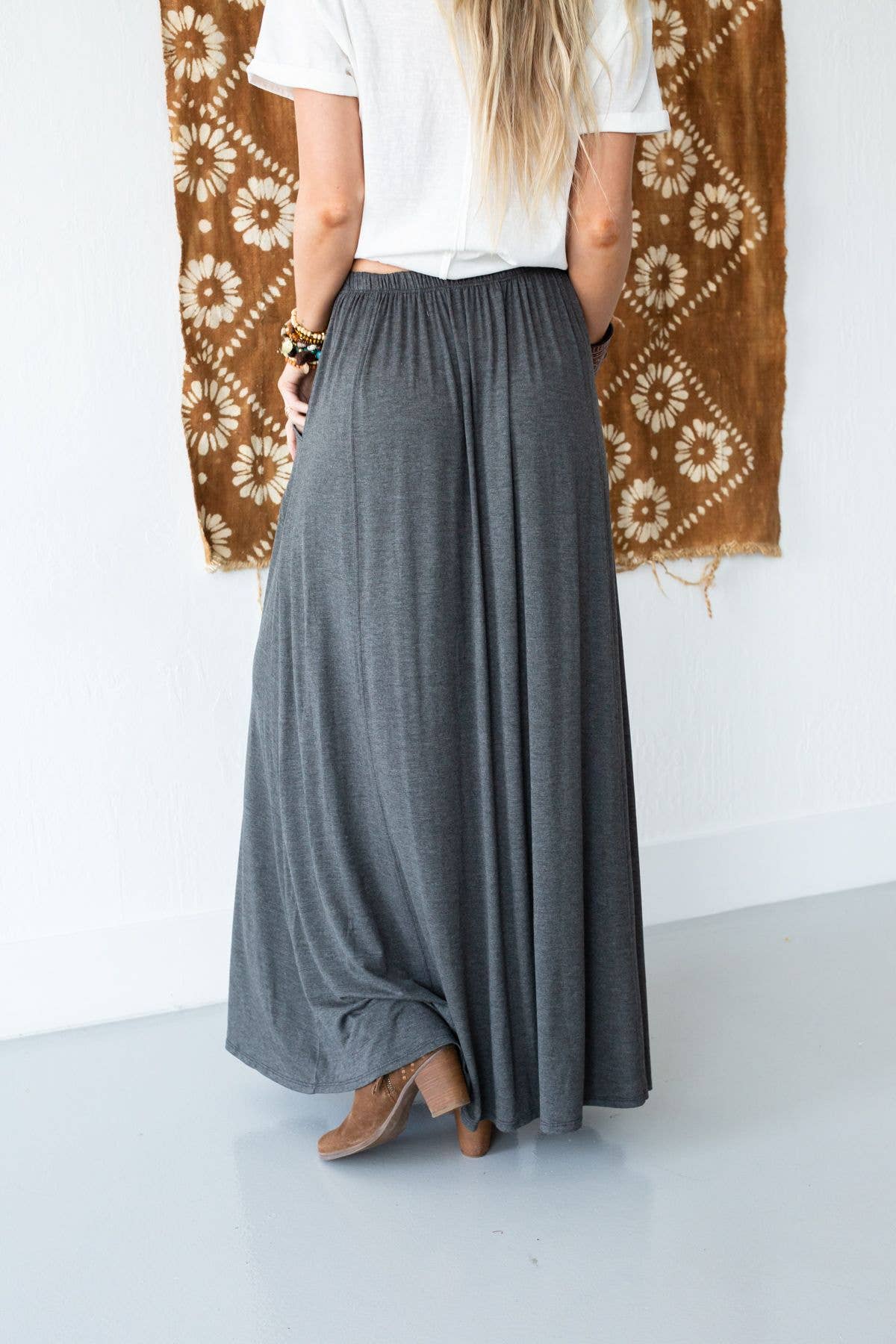 Three Bird Nest - Wholesale Skirt - Women's - The Perfect Pocketed Maxi Skirt - Charcoal3