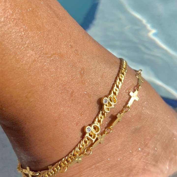 Bracelete Cuban Link Love - Recheado a Ouro 18k por atacado de Jeluxe Jewelry