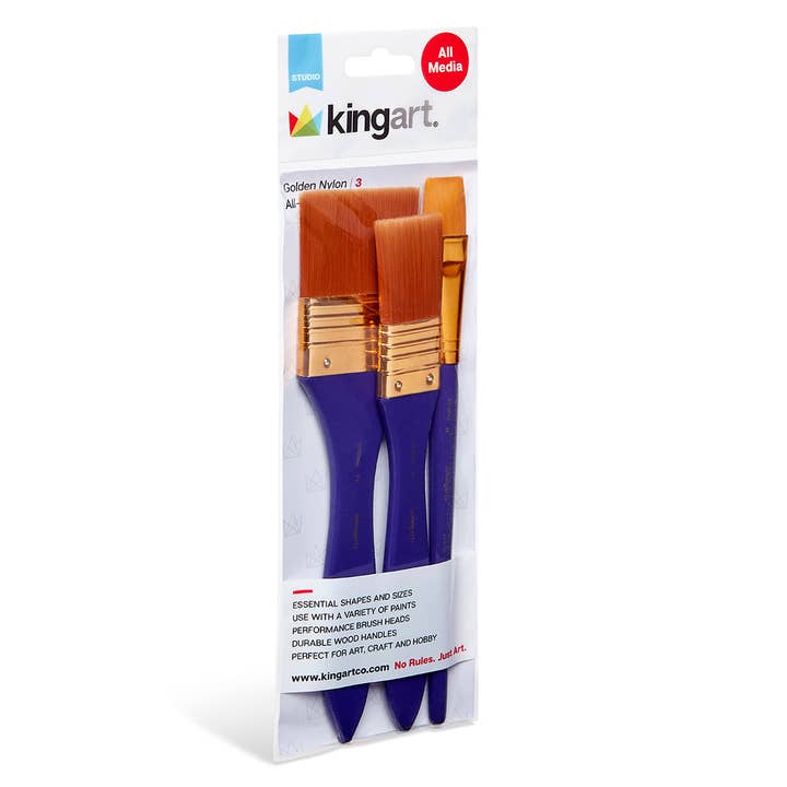 KINGART - Wholesale Paint/Wax Brush - Studio Golden Nylon Brush Set - 3 Pieces2