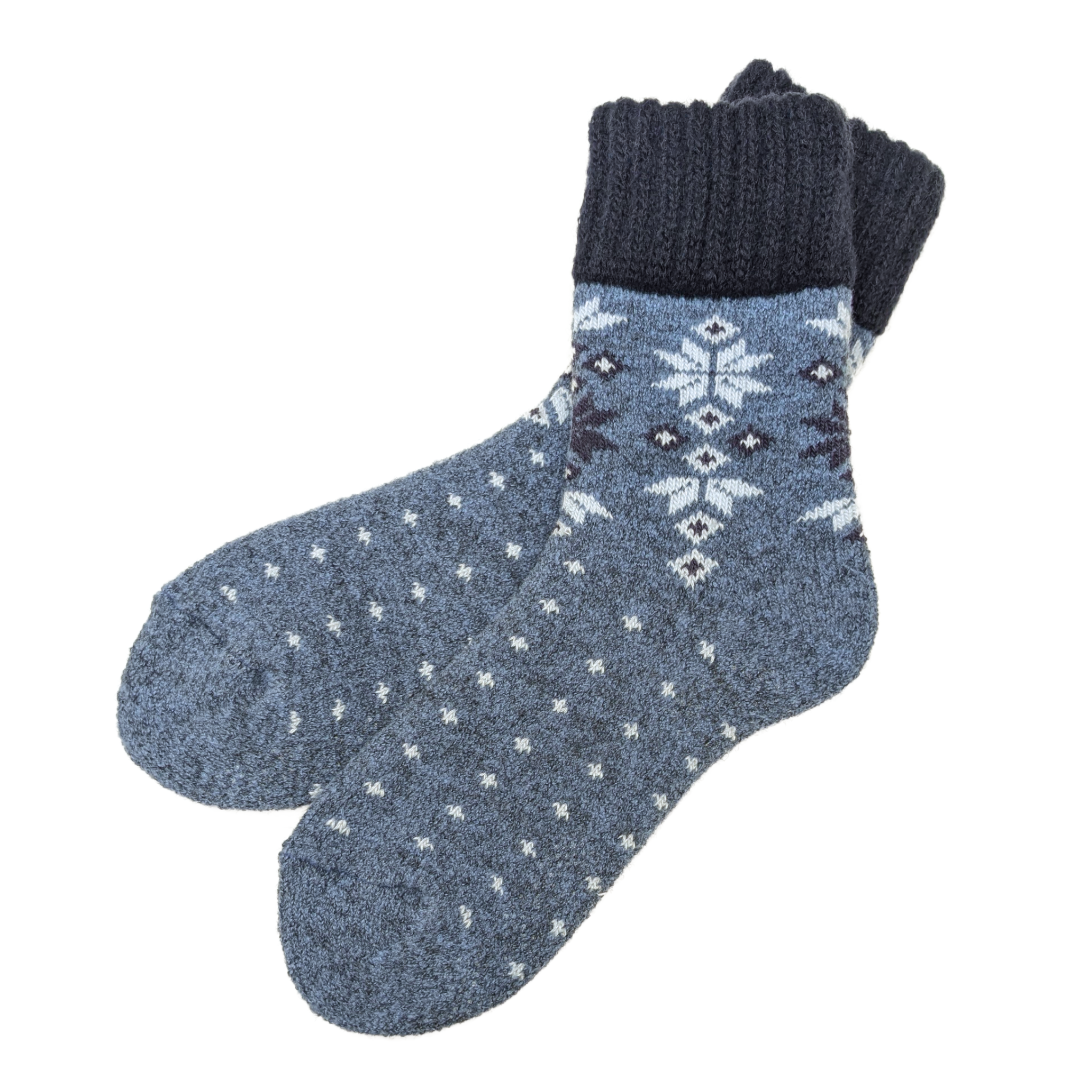 CHERRYSTONE – Großhandel Haussocken – Unisex – Thermosocken mit Rundhalsausschnitt und Schneekristallen | Griffe | Unisex M/L1