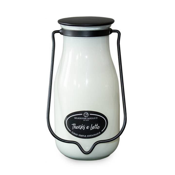 Bougie en bouteille de lait de 14 oz : Thanks a Latte pour la vente par Milkhouse Candle Company