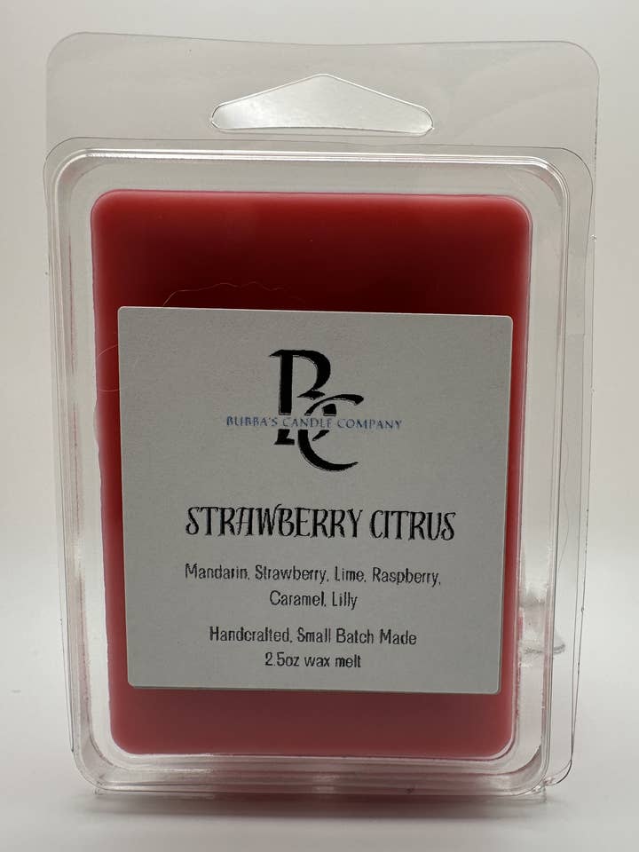 Strawberry Citrus 2.5oz handgemaakte waxsmelt voor wholesale door Bubba's Candle Company