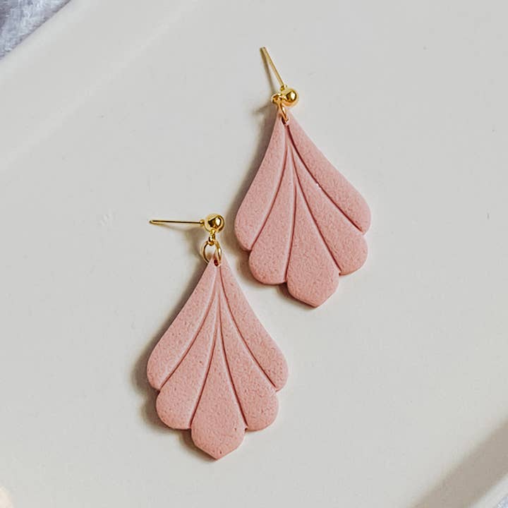 Dusty Rose Dangles for wholesale by Happily Handmade Clay